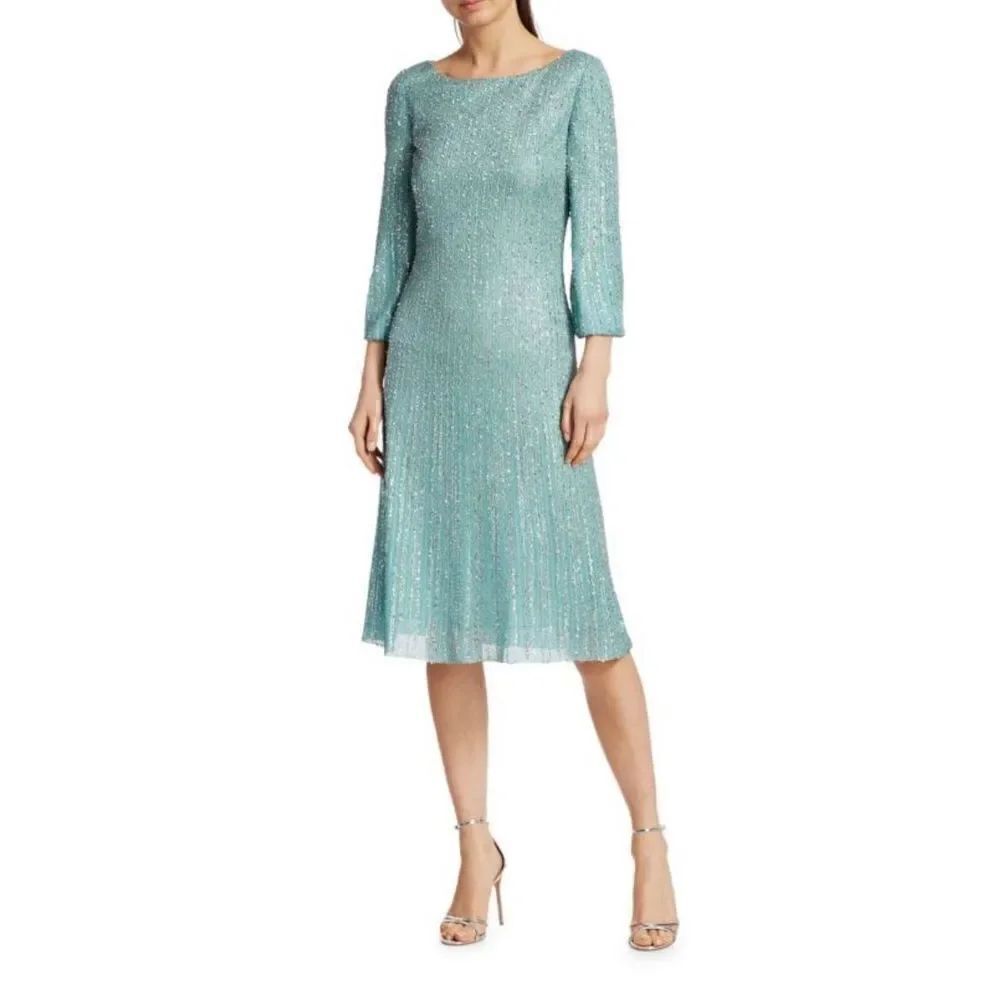 St. John Tinsel Cocktail Dress in Blue Size 6